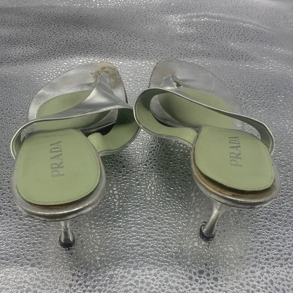 Metallic/silver Y2K Prada Heels - Picture 3 of 4